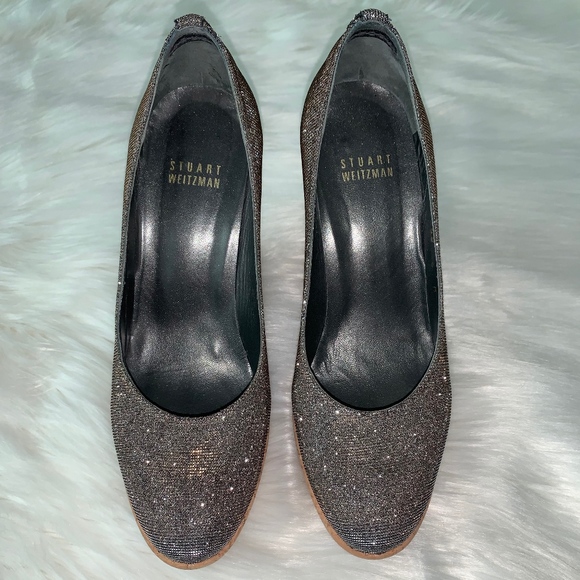 Stuart Weitzman "Corkswoon" Pyrite Cork Wedges Silver and Cork Size 6 with Box - Picture 4 of 11